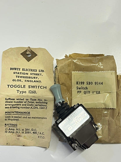 MILITARY SPEC DOWTY SAFETY LOCKING TOGGLE SWITCH DPDT 1260-2N71C fd1E20