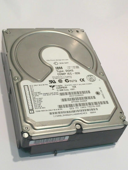 IBM PN08L9488 TYPE DGHS HARD DRIVE 18.2GB 68 PIN SCSI 08L9488 aa4cd8