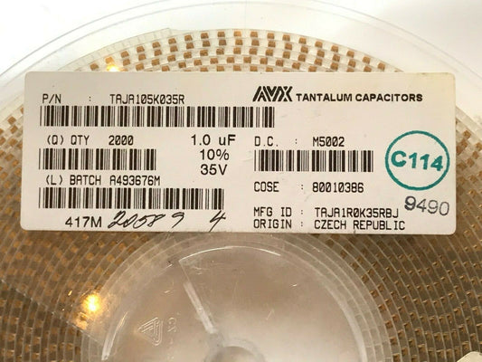 1UF 35V AVX SURFACE MOUNT TANTALUM CAPACITORS CASE SIZE A faa~2K