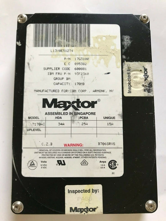 MAXTOR 7170AI 17G3100 34A 25A 15A 93F2360 170MB IDE HARD DRIVE aa4ac22