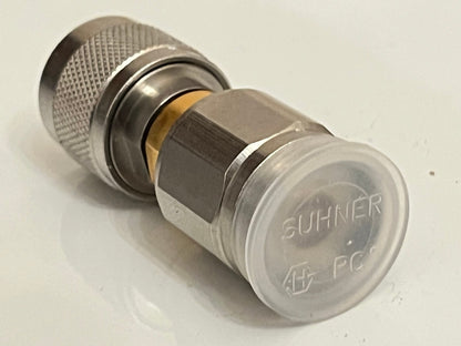 SUHNER PREMIUM APC-7 TO N TYPE MALE PRECISION RF COAXIAL ADAPTER FBA10A19