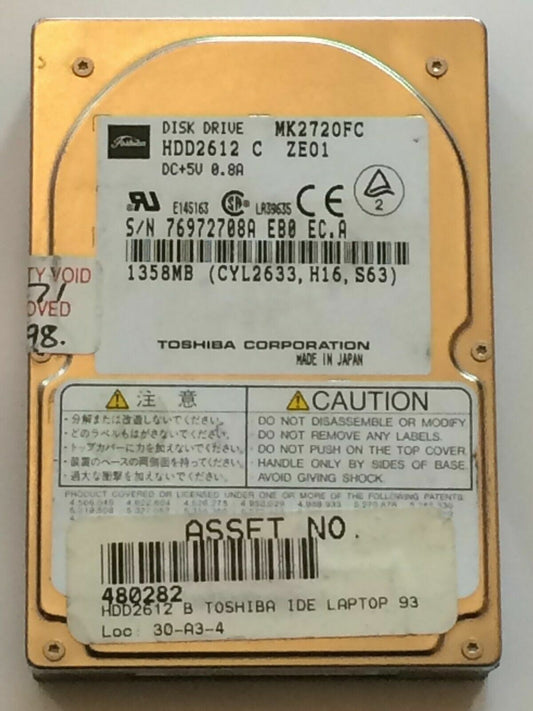 TOSHIBA HDD2612 C 2.5 INCH 18MM 1358MB HARD DISC DRIVE MK2720FC fbc1f7