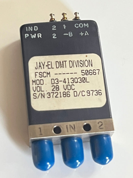 JAY-EL D3-413Q30L RF SMA FAIL SAFE COAX SWITCH 18GHz 28Vdc SPDT AD2N30