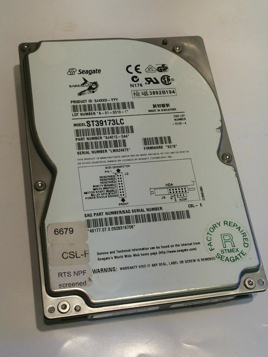 SEAGATE ST39173LC 9.1GB 80 PIN SCSI HARD DRIVE 9J4012-044 aa4cc8