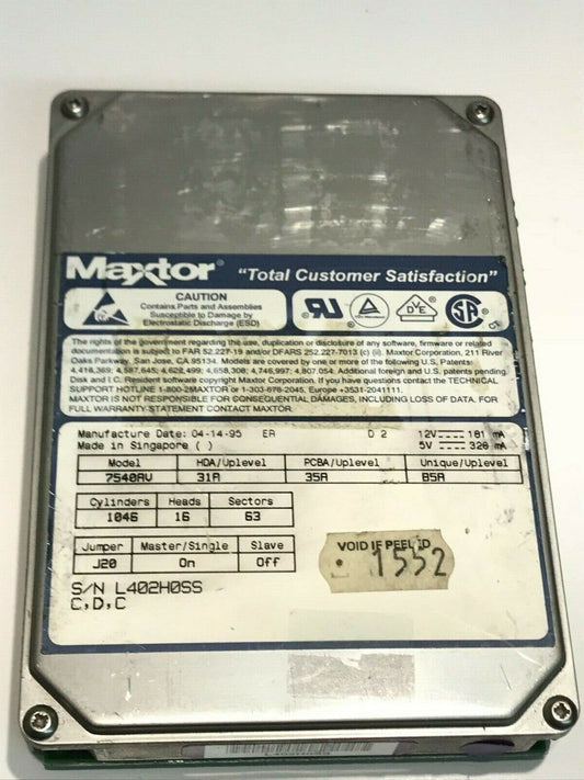 MAXTOR 7540AV 31A 35A B5A 540MB IDE HARD DRIVE aa5id4