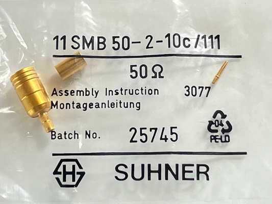 SUHNER 50 OHM SMB MALE CRIMP FOR MINI COAXIAL 11SMB-50-2-10c/111 fcb25.36