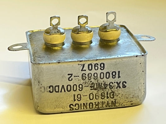 3x 0.34 mfd 600V PAPER IN OIL NYTRONICS VINTAGE CAPACITOR 1800689-2 FD4g11