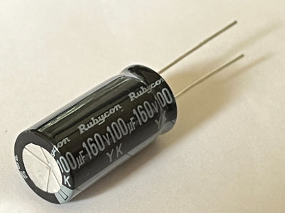 100UF 160V RADIAL ELECTROLYTIC CAPACITOR RUBYCON YK (x1) fbe4c2