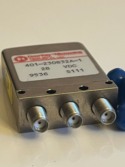 DOWKEY 401-230832A-1 RF SMA FAIL SAFE COAX SWITCH 18GHz 28Vdc SPDT AD2N31