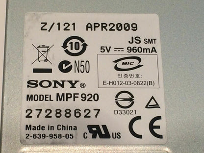 SONY MPF920 2.0MB FLOPPY DRIVE MPF920-Z/121 1.44Mb aa8fe