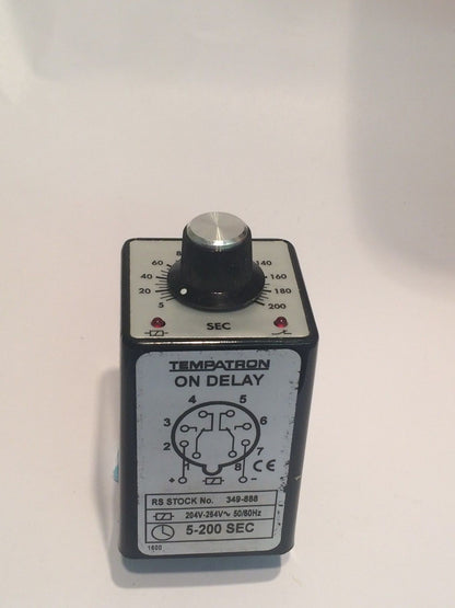 TEMPATRON ON DELAY TIMER 8 PIN OCTAL 240V 5 - 200 SECS RS 349-888 fd4f9