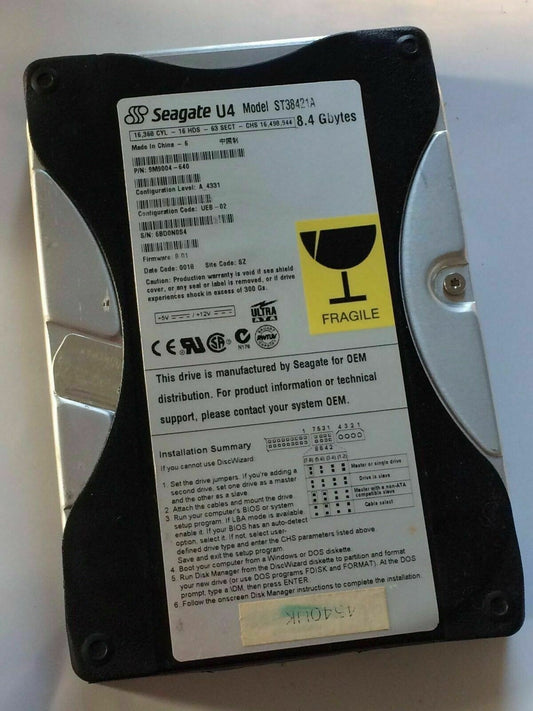 SEAGATE ST38421A 9M9004-640 FIRMWARE 8.01 IDE HARD DRIVE 8.4GB aa4bd1L