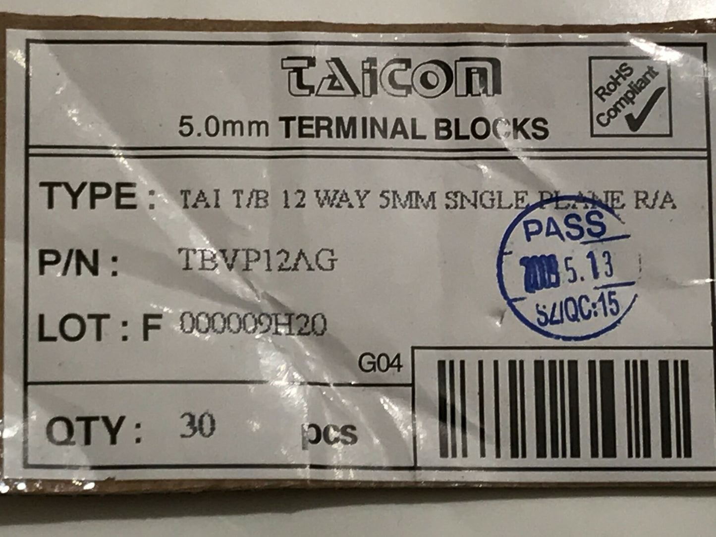 TAICOM 1 - 12 WAY BIG STACKABLE PCB TERMINAL BLOCK CONNECTOR 5mm PITCH 20A blb64