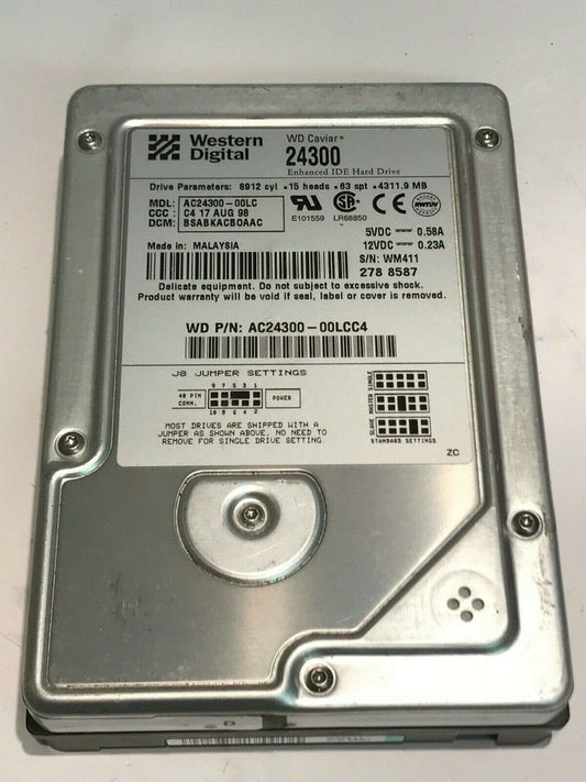 WESTERN DIGITAL CAVIAR 24300 4.3GB IDE HARD DRIVE AC24300-00LC BSABKACB aa5fb6A