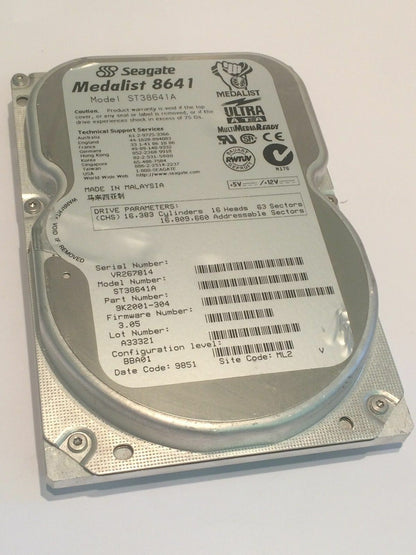 SEAGATE ST38641A 9K2001-304 FIRMWARE 3.52 IDE HARD DRIVE 8.6GB aa4bc13