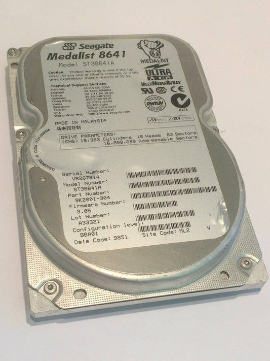 SEAGATE ST38641A 9K2001-304 FIRMWARE 3.52 IDE HARD DRIVE 8.6GB aa4bc13