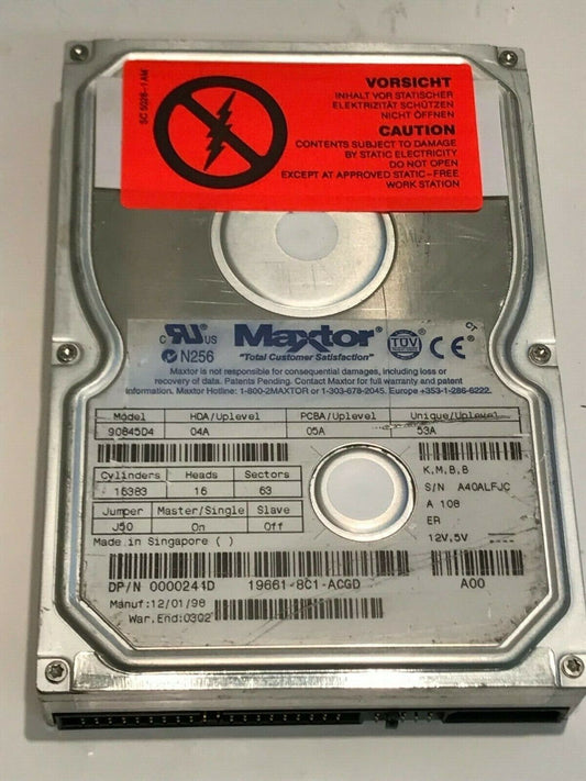MAXTOR 90845D4 04A 05A 53A 8.4GB IDE HARD DRIVE aa5fd11