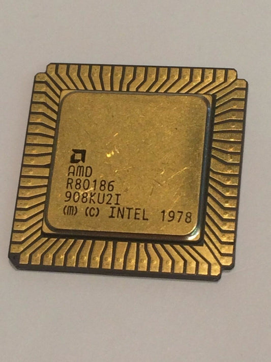 AMD R80186 FLAT PACK GOLD CERAMIC CHIP COLLECTIBLE VINTAGE PROCESSOR fba10a57