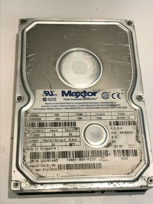 MAXTOR 90645D3 43A 08A 52A 6.4GB IDE HARD DRIVE GAS64112 aa5gc4