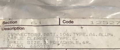 CLAMP BACKSHELL FOR PATT. 104 MILITARY CABLE MOUNT CONNECTOR SIZE 2 ad1f26