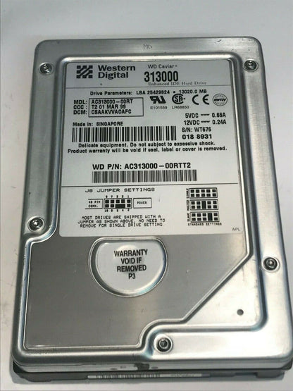 WESTERN DIGITAL CAVIAR 313000 13GB IDE HARD DRIVE AC313000-00RT CSAAKVV aa5fc10