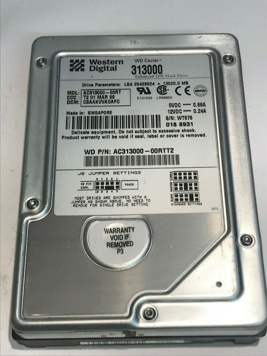 WESTERN DIGITAL CAVIAR 313000 13GB IDE HARD DRIVE AC313000-00RT CSAAKVV aa5fc10