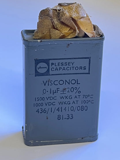 0.1UF 0.1mfd 1500V PAPER IN OIL PLESSEY VISCONOL VINTAGE CAPACITOR FD6C31