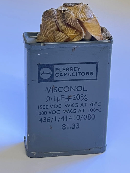 0.1UF 0.1mfd 1500V PAPER IN OIL PLESSEY VISCONOL VINTAGE CAPACITOR FD6C31