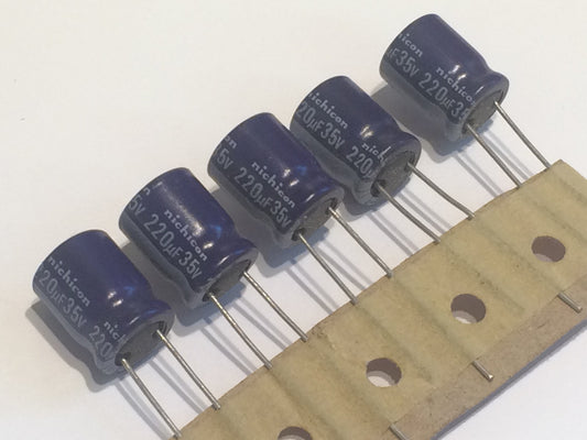220UF 35V NICHICON HIGH RIPPLE RADIAL ELECTROLYTIC CAPACITOR (X5) fbc4c8