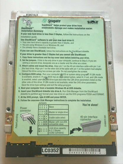 SEAGATE ST34321A 9K2003-308 FIRMWARE 3.15 IDE HARD DRIVE 4.3GB aa4ab4