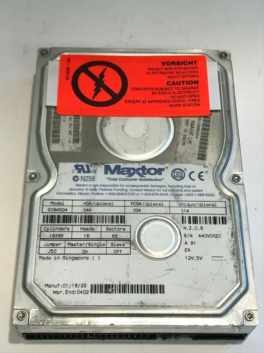 MAXTOR 90845D4 04A 03A 11A 8.4GB IDE HARD DRIVE aa5fd12