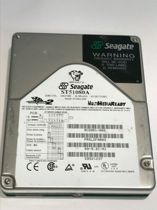 SEAGATE ST51080A 1GB IDE HARD DRIVE 9C2001-002 09-9.01-A1 PRSLDFAB03 aa5gd9