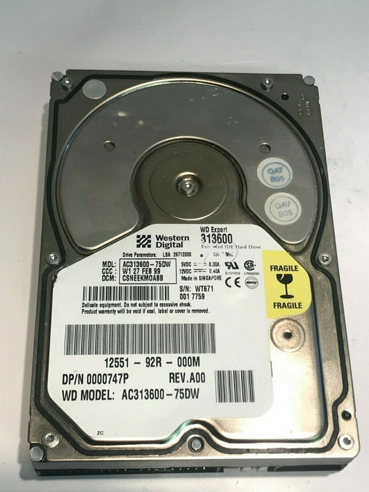 WESTERN DIGITAL EXPERT 313600 13GB IDE HARD DRIVE AC313600-75DW CSNEEKMO aa5fc12