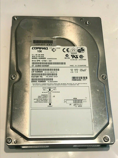 COMPAQ AD009322B9 9.1GB SCSI ULTRA HARD DRIVE 9L9006-045 3A07 aa5ga5