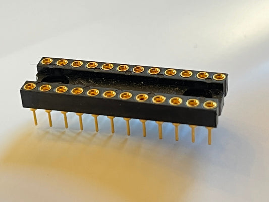 24 WAY 0.3" SKINNY WIDTH PREMIUM GOLD PLATED DIL IC SOCKET (x1) fba39.18