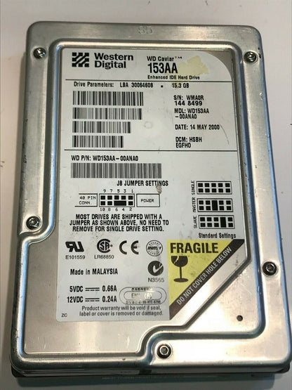 WESTERN DIGITAL CAVIAR 153AA 15.3GB IDE HARD DRIVE WD153AA-00ANA0 HSBHEGF aa5fe2