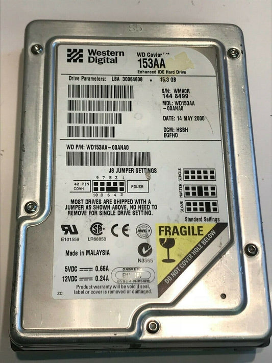WESTERN DIGITAL CAVIAR 153AA 15.3GB IDE HARD DRIVE WD153AA-00ANA0 HSBHEGF aa5fe2