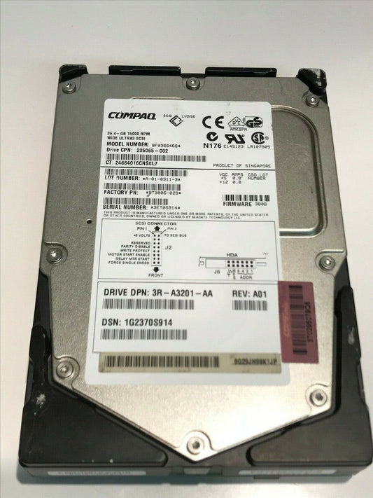 COMPAQ BF03664664 9T3006-029 3B08 36.4GB SCSI 3 ULTRA HARD DRIVE aa5id1