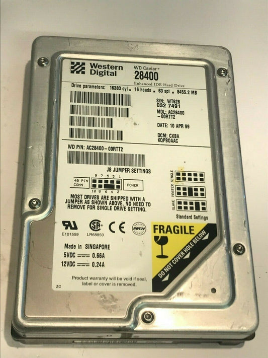 WESTERN DIGITAL CAVIAR 28400 8.4GB IDE HARD DRIVE AC28400-00RTT2 CXBAKQPB aa5fc7