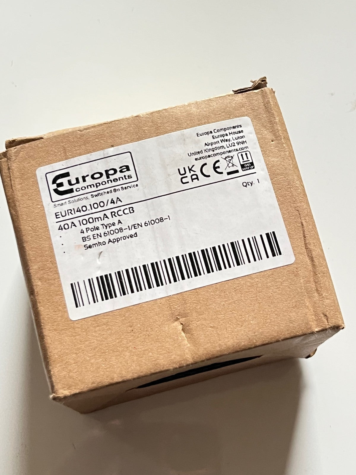 EUROPA EUR140.100/4A 4 POLE 40A 100mA RCCB BREAKER NEW BOXED fd1d39