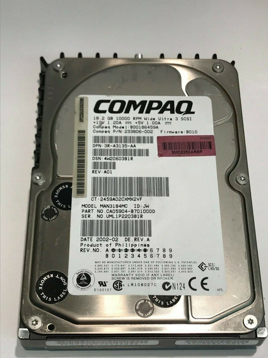 FUJITSU MAN3184MC 18.2GB SCSI 3 HARD DRIVE CAO5904-B70100DD B010 aa5ha1