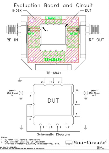 MINI-CIRCUITS TB-684+ CBP-1250C BAND PASS FILTER EVALUATION BOARD ae1w60