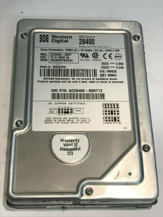 WESTERN DIGITAL CAVIAR 28400 8.4GB IDE HARD DRIVE AC28400-00RT CRABKQPBOA aa5fc6