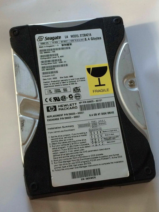 SEAGATE ST38421A 9M9004-730 FIRMWARE 6.01 IDE HARD DRIVE 8.4GB aa4bd1m