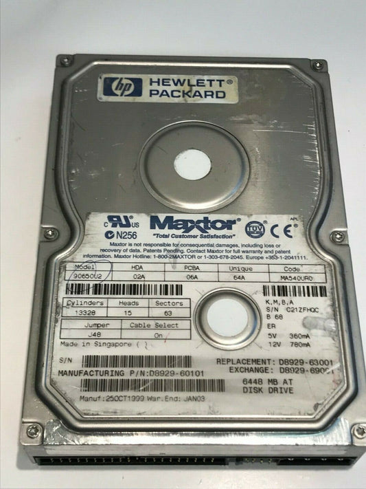 MAXTOR 90650U2 02A 06A 64A MA540UR0 6.5GB IDE HARD DRIVE aa5gd3