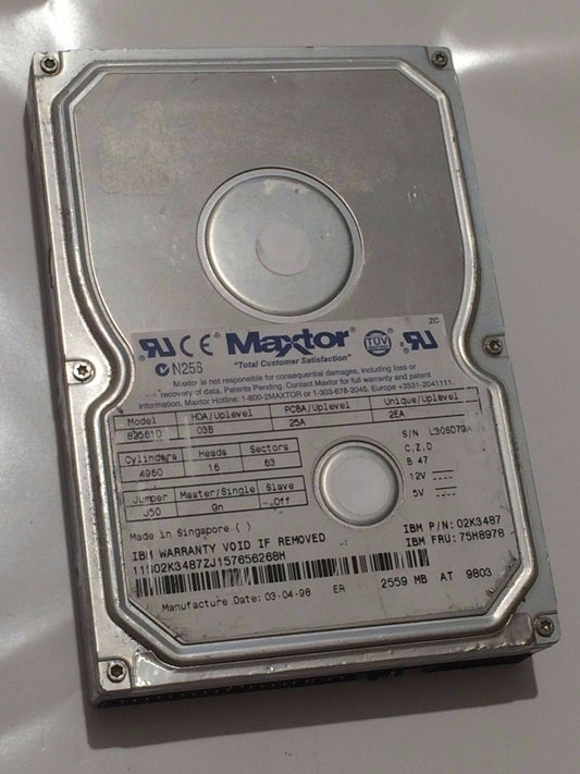 MAXTOR 82561D3 03B 25A 2EA 2.5GB IDE HARD DRIVE aa4bb23