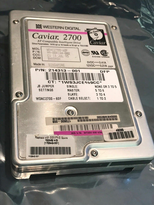 WESTERN DIGITAL CAVIAR 2700 WDAC2700-60F 720MB IDE HARD DISC ae1T23