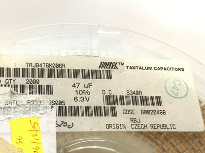 47UF 6.3V AVX SURFACE MOUNT TANTALUM CAPACITORS CASE SIZE B faa~2J