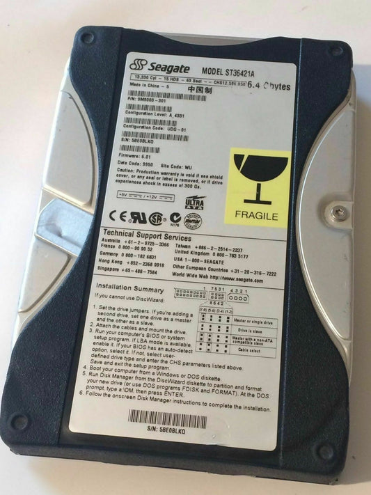 SEAGATE ST36421A 9M9003-301 A_4331 FIRMWARE 6.01 IDE HARD DRIVE 6.4GB aa4aa2