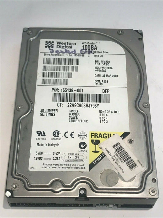 WESTERN DIGITAL CAVIAR 100BA 10GB IDE HARD DRIVE WD100BA-60AGA0 RSCBEVHBO aa5fc3